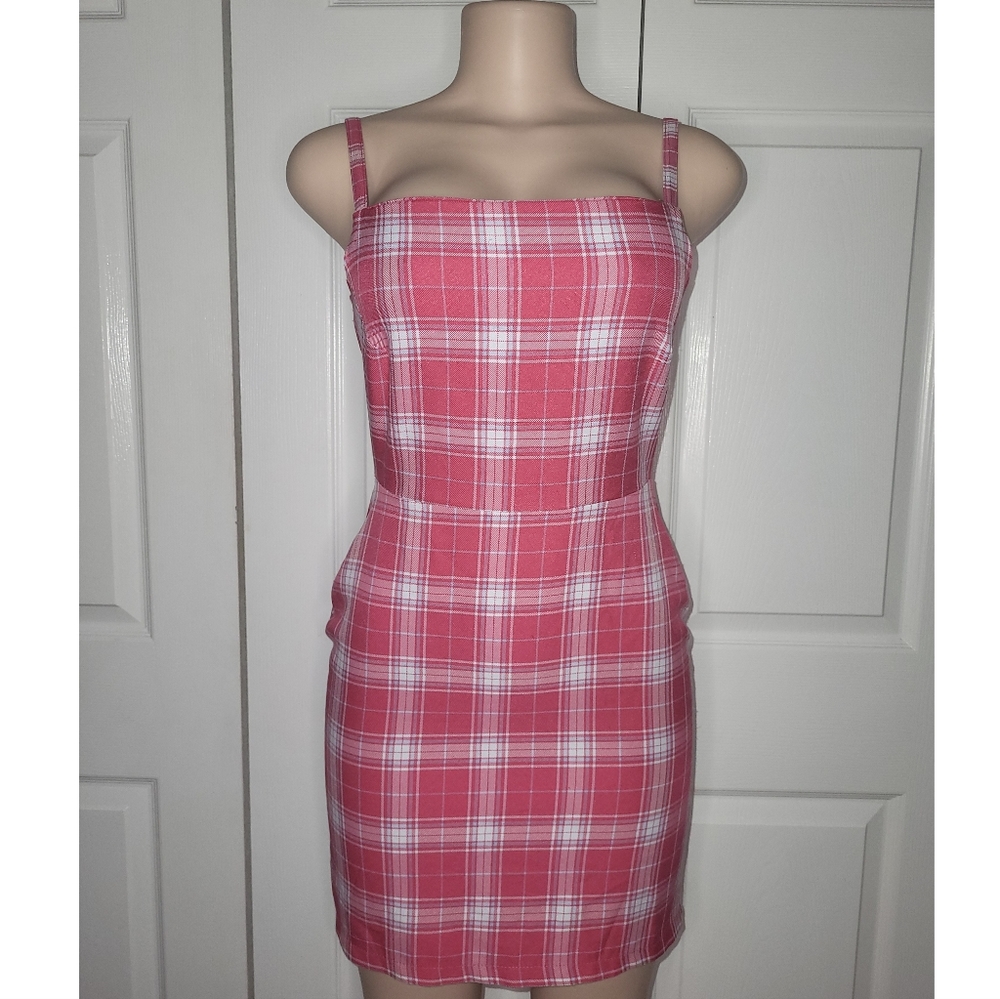 Nasty Gal Pink Plaid dress